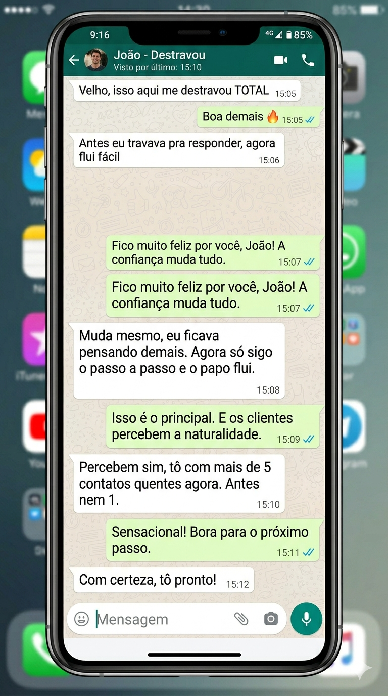 Conversa de WhatsApp com feedback positivo