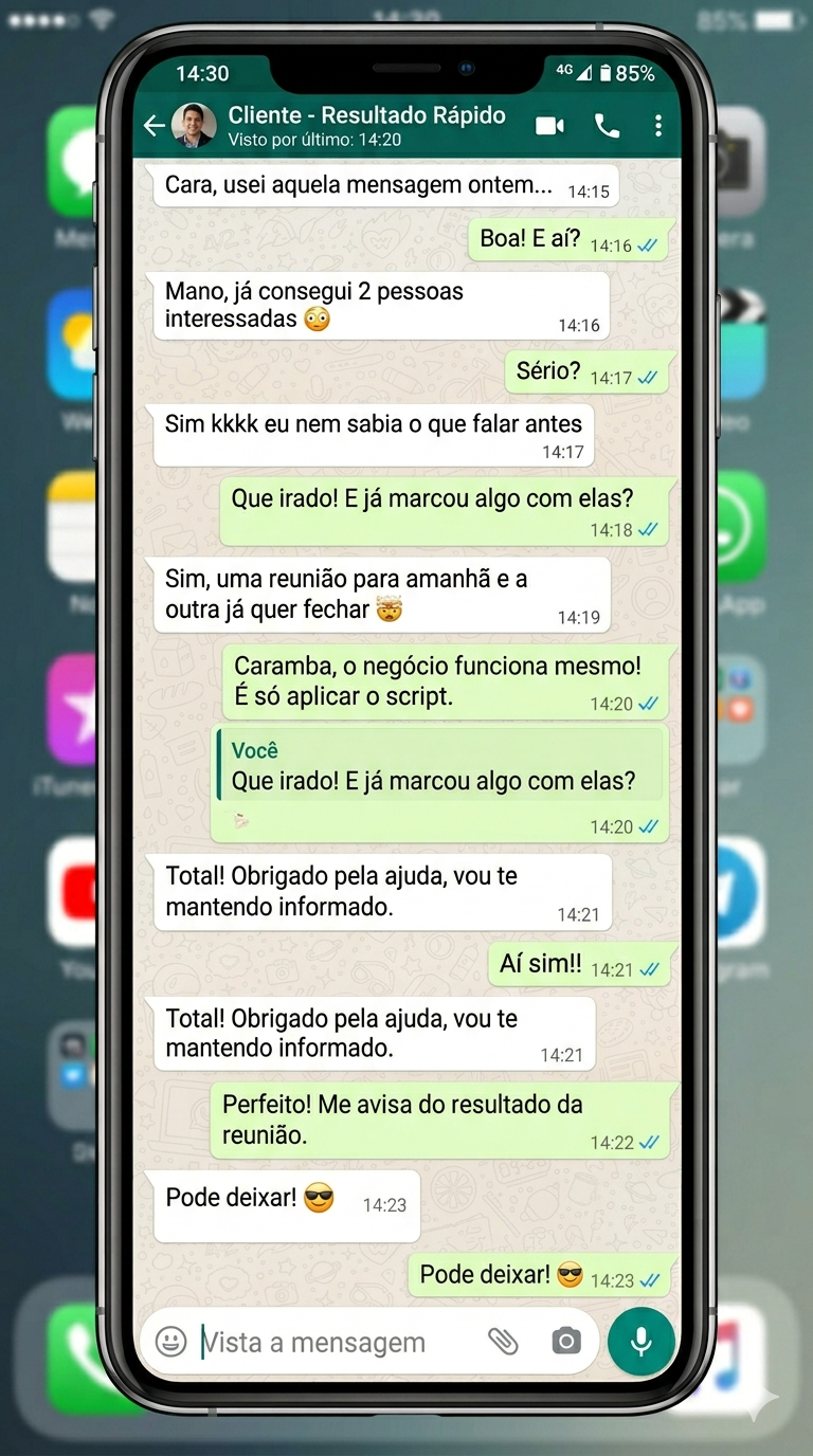 Conversa de WhatsApp sobre primeira venda
